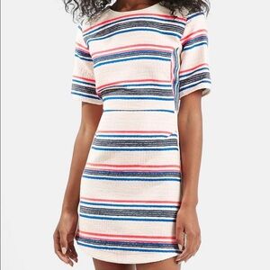 Topshop Striped Jacquard Multicolor Women's Dress pockets Zip back Size 6